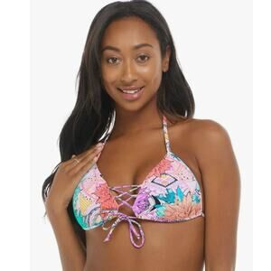 Body Glove Baby Love Bikini Top & Smoothies Basic Bottom Sz Large Orange Floral